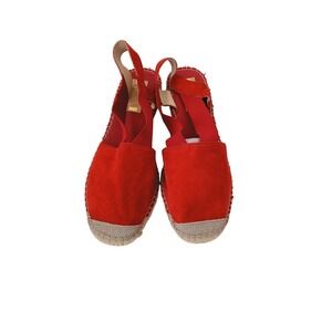 Vidorreta Red Suede Espadrille Wedge Sandals 9 40 Made in Spain Elastic Slingbac